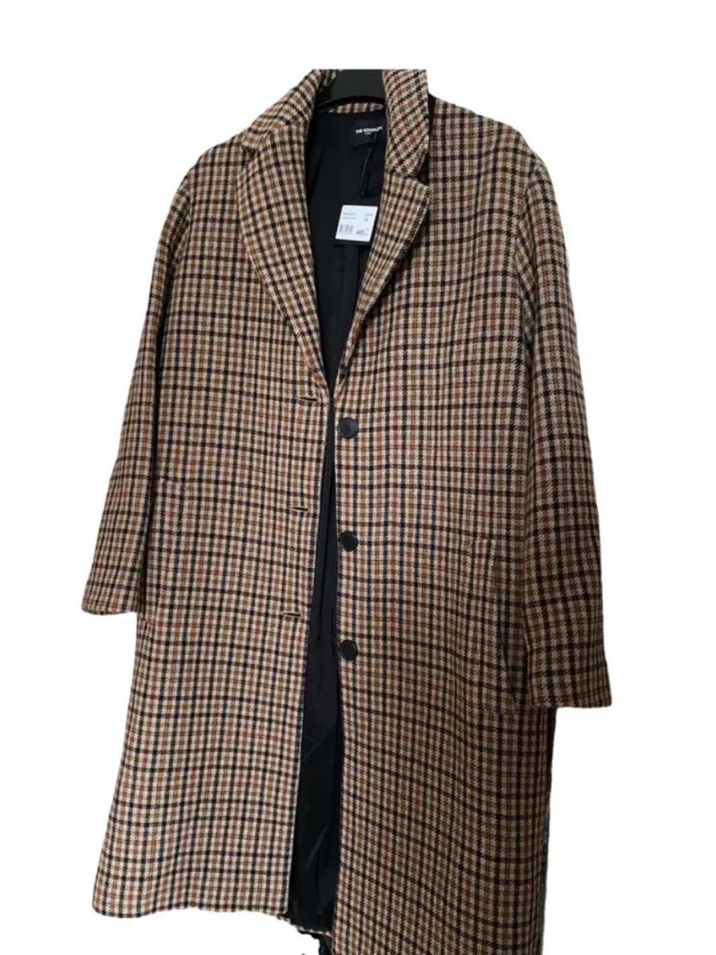 The Kooples Houndstooth Pea Coat In Brown And Black